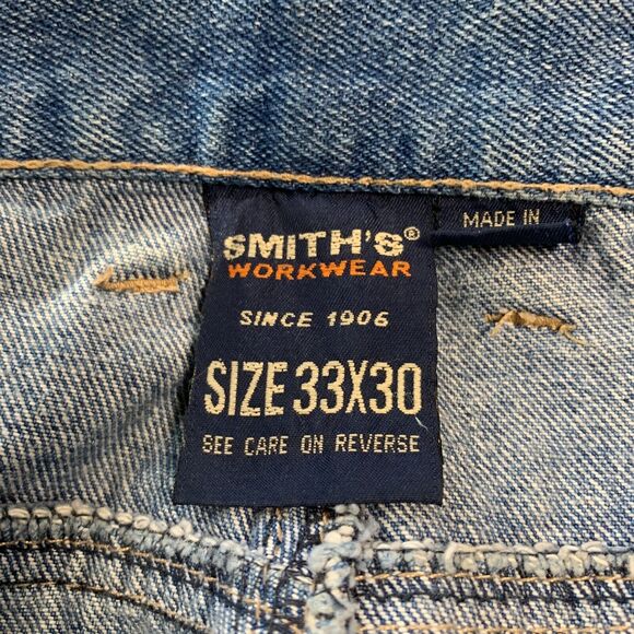 Smiths Work 1906 Wear Jeans Mens Stone Wash Distressed Straight Leg 33x30 Vtg - Picture 12 of 12